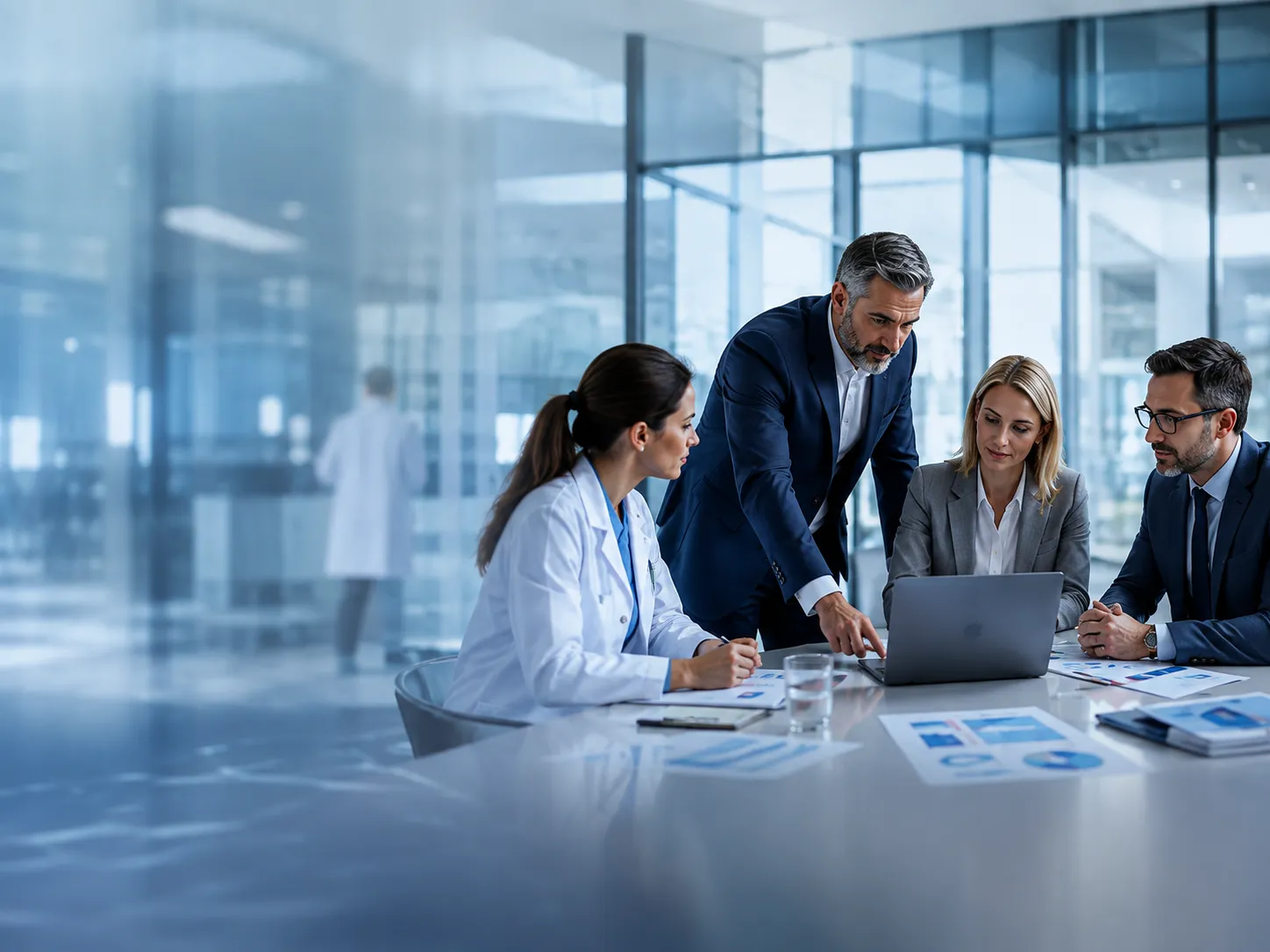 Strategy meeting of healthcare managers and consultants