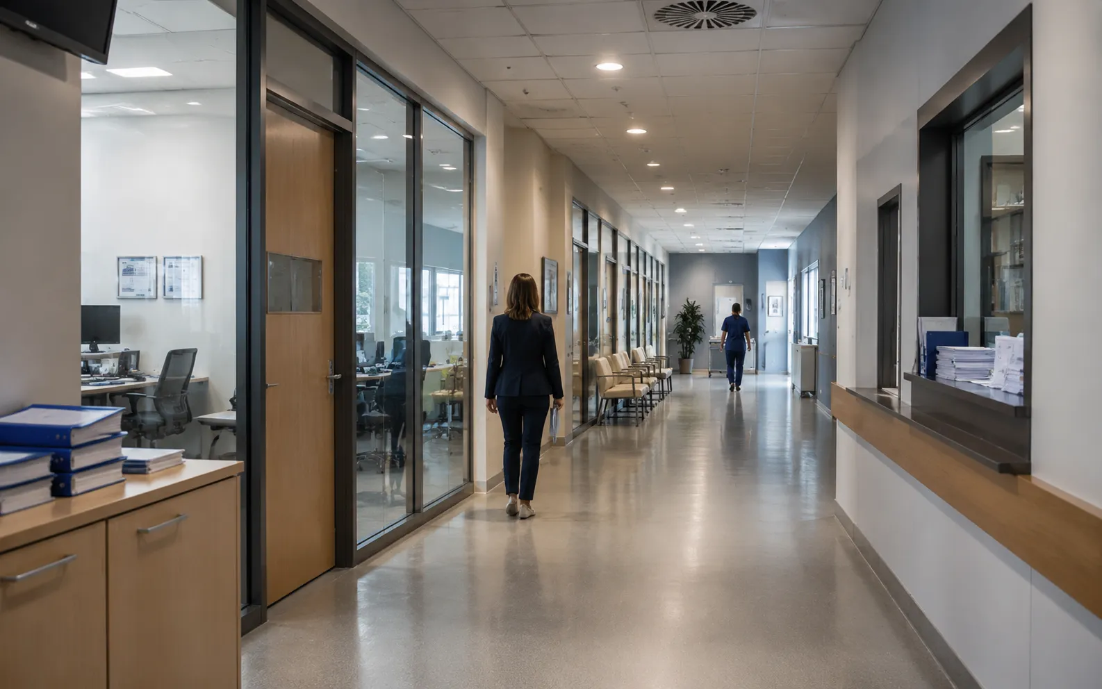 Administrative and clinical operations corridor in a healthcare organization