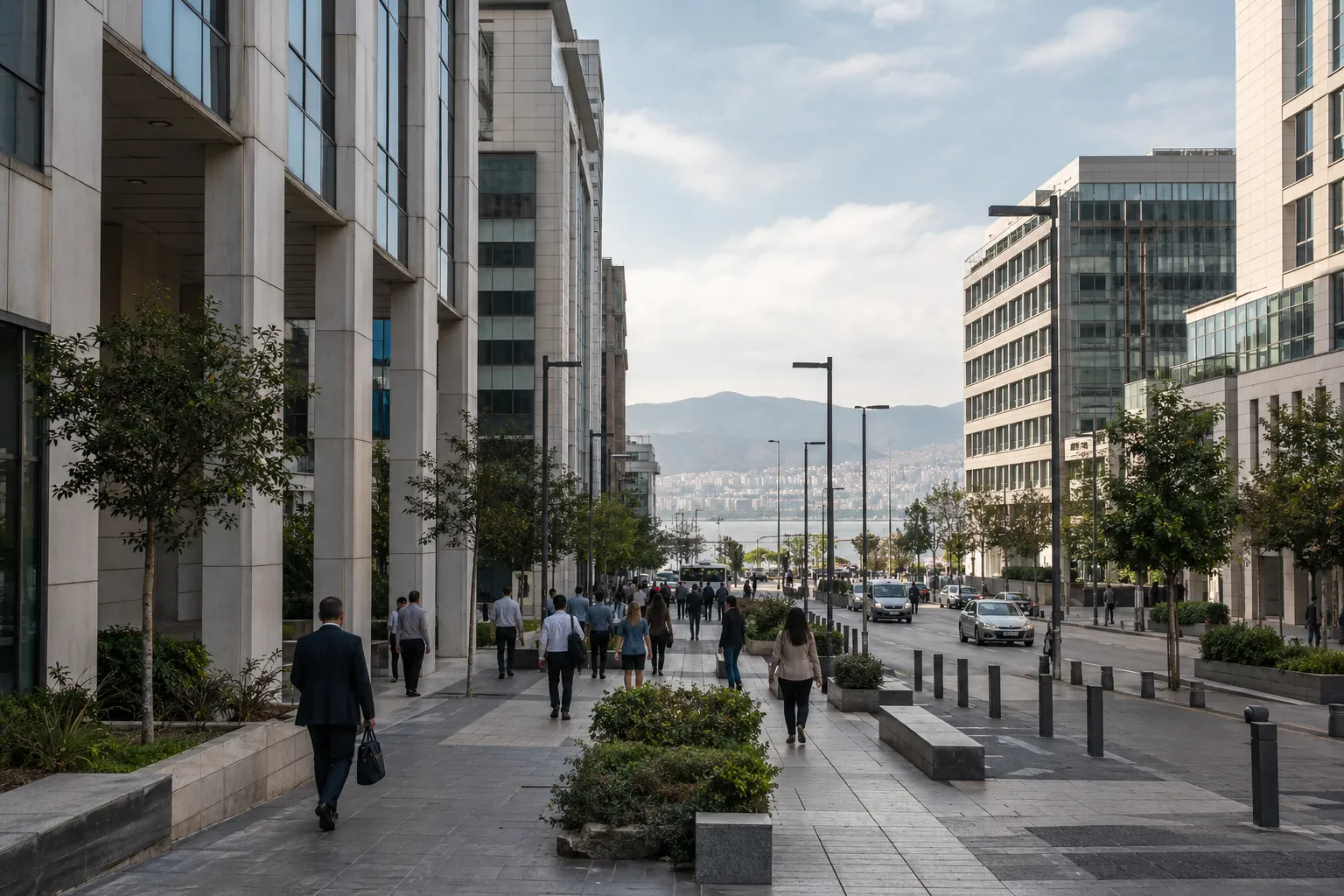 İzmir şehir ve iş çevresini temsil eden atmosferik görünüm