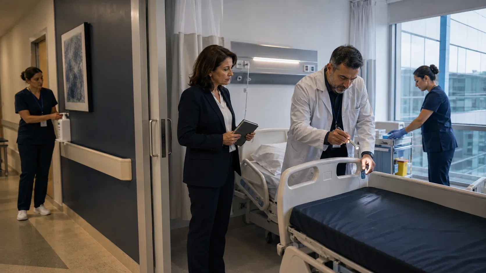 Sağlık kuruluşu kalite ekibinin akreditasyon standartları ile saha uygulamalarını birlikte değerlendirdiği toplantı